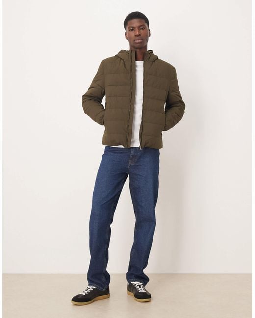 Mango Brown Padded Hooded Jacket for men