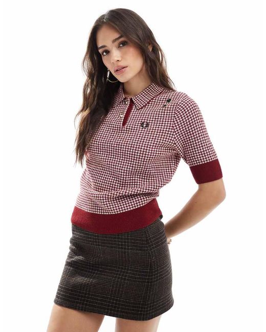 Fred Perry Purple X Amy Winehouse Gingham Knitted Short Sleeve Shirt