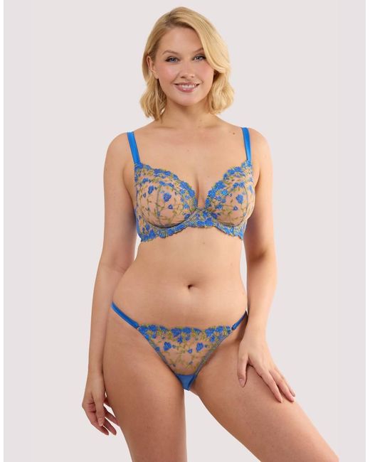 Playful Promises Brown Hyacinth Rose Embroidery Plunge Bra