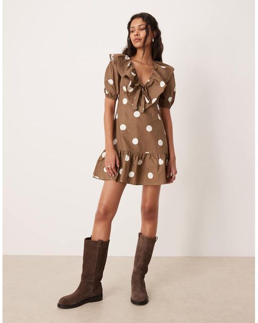 Glamorous Natural Big Collar Mini Dress