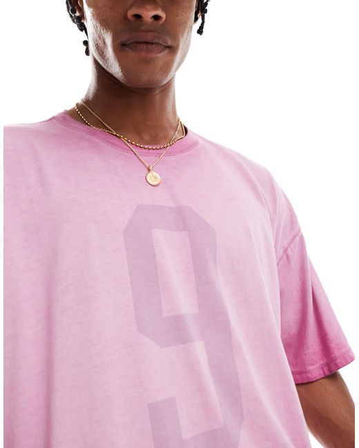 Hollister Purple baggy Drop Jersey T-shirt With Varsity Motif Detail