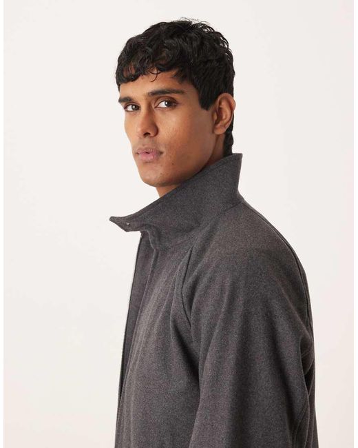 Mango Gray Wool Mix Zip Up Jacket for men