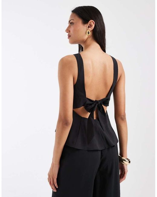 ONLY Black Open Back Bow Top Co-Ord