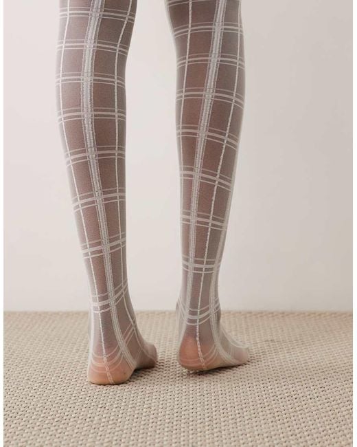 Kaiia Natural Exclusive Check Pattern Sheer Tights