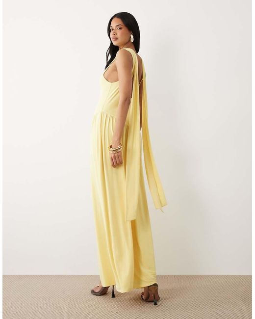 ASOS Natural Slinky Maxi Dress With Scarf Detail