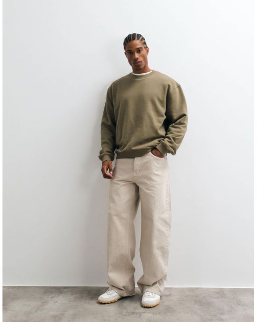 ASOS – kastiges basic-sweatshirt in Natural für Herren