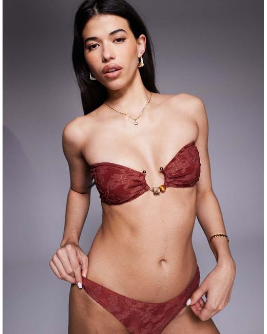South Beach Orange Burnout Bandeau Bikini Top