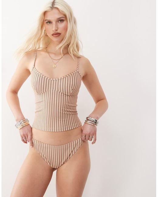 Collusion Natural Striped Tankini Top