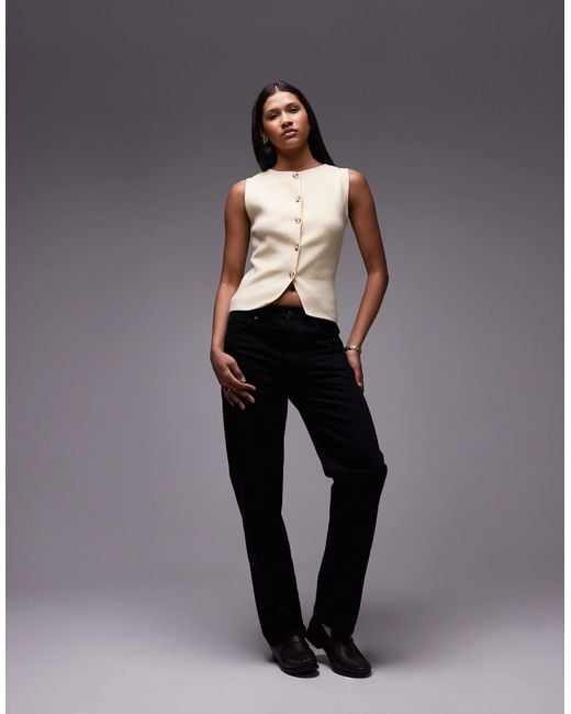 TOPSHOP Yellow Knitted Compact Waistcoat