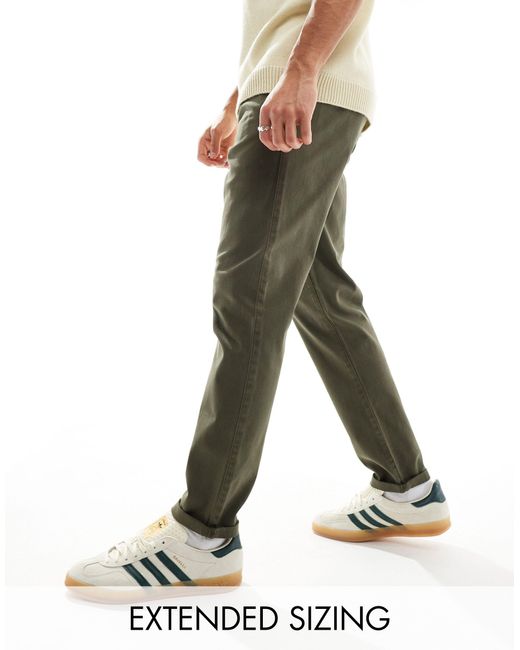 Pantalon chino fuselé - kaki foncé délavé ASOS pour homme en coloris Green