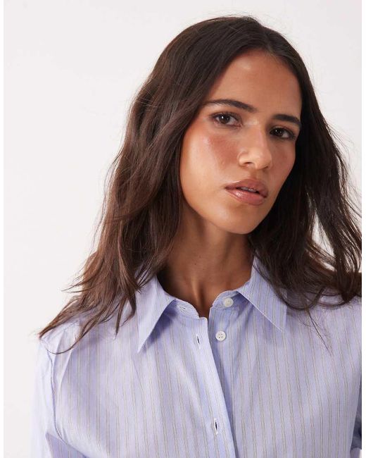 Camicia Classica A Righe di Mango in Purple