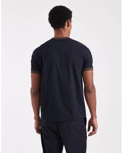Fred Perry Blue Contrast Tape Ringer T-Shirt for men