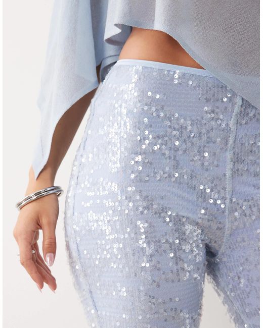 ASOS Blue Sequin Capri Pants
