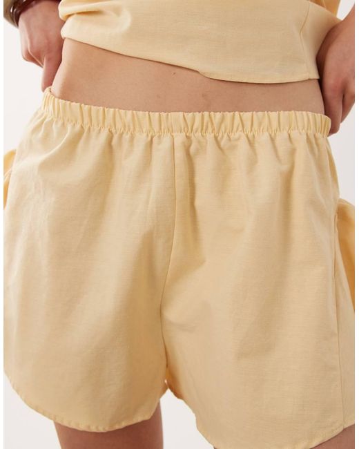 ASOS Natural Linen Blend Godet Mini Shorts