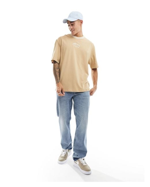 T-shirt oversize à liserés - sable Tommy Hilfiger pour homme en coloris Natural