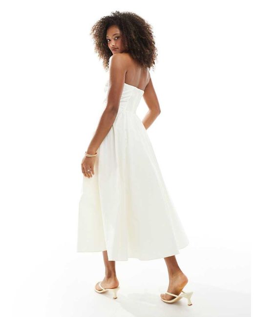 NARRATED White Strapless Midi Dress
