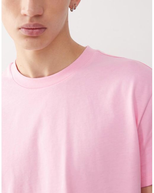 Reclaimed (vintage) Smal Cropped Recht Uniseks T-Shirt in het Pink
