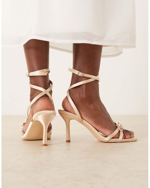 Be Mine Wide Fit Brown Bridal Honora Heeled Sandals With Bows