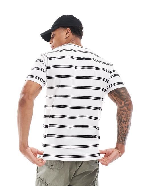 T-shirt a righe orizzontali bianche e nere di Brave Soul in White da Uomo