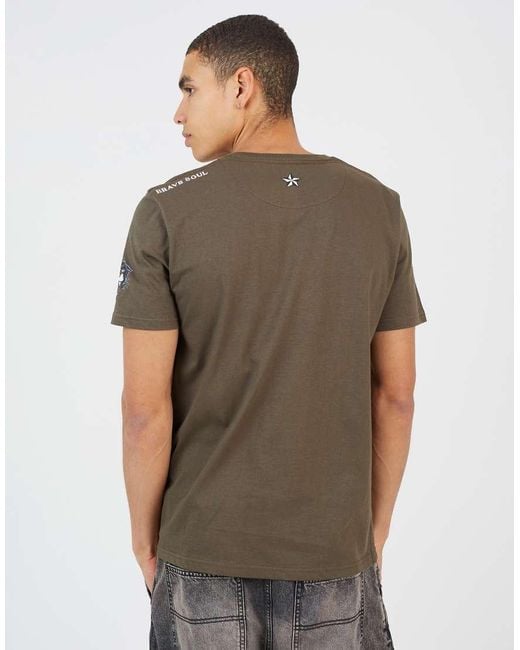 Brave Soul Gray Cotton Crew Neck Graphic T-Shirt for men