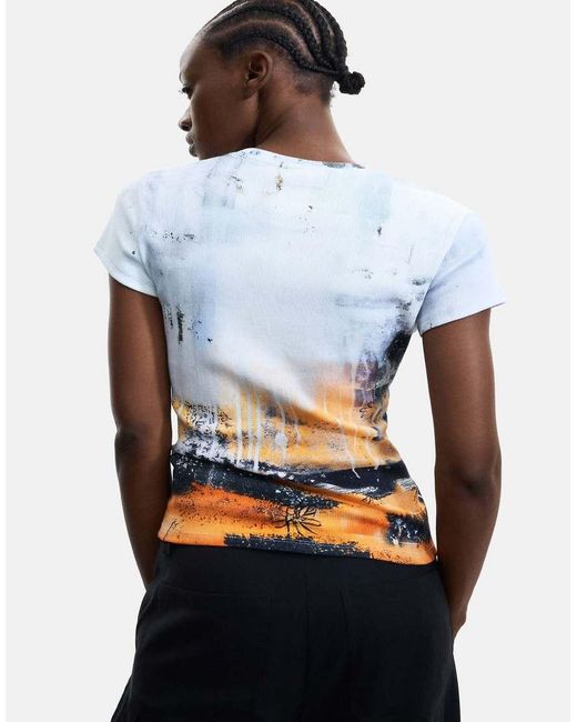 Desigual Blue Printed T-Shirt 100% Cotton