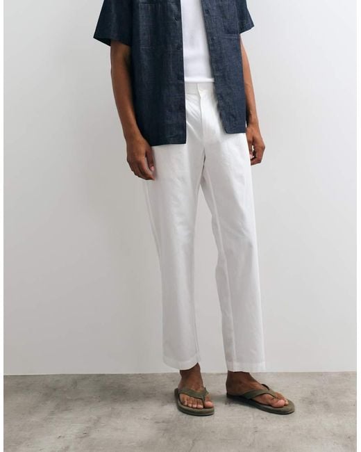 Mango White Straight Trouser for men