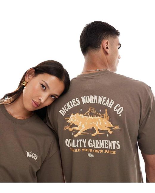 Dickies Brown Wolf Country Graphic Back Print T-Shirt
