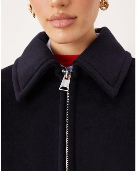 Mango Blue Oversized Puffball Harrington Jacket