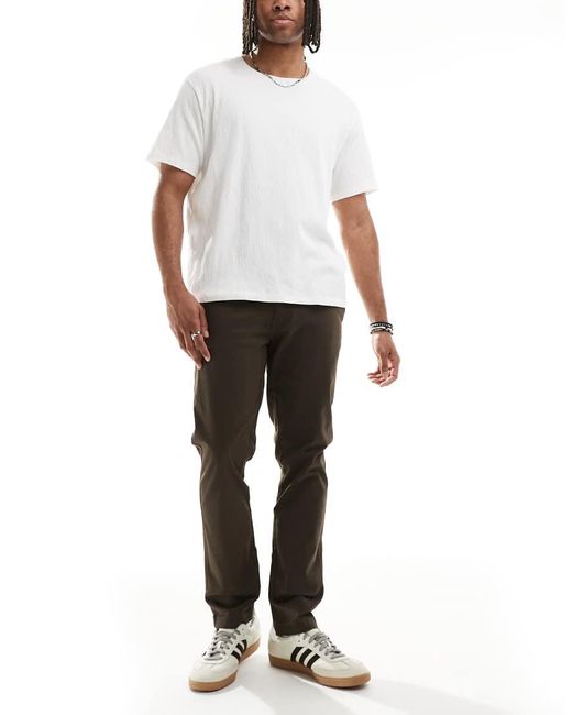 Threadbare White 'Castello' Cotton Slim Fit Chino Trousers With Stretch for men