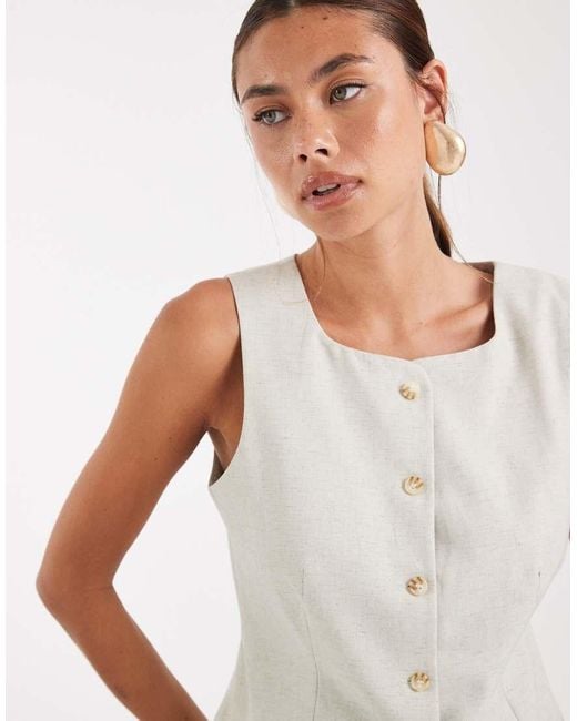 Gilet Sartoriale Taglio Lungo Panna Mélange di Vero Moda in White