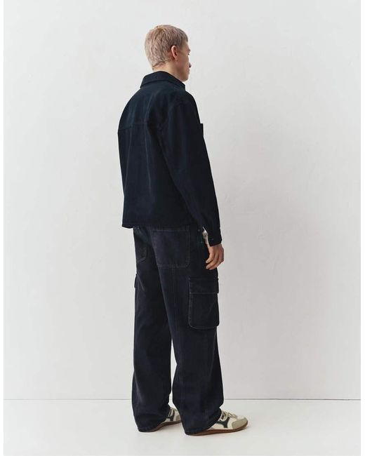Pull&Bear Blue baggy Cargo Jeans for men