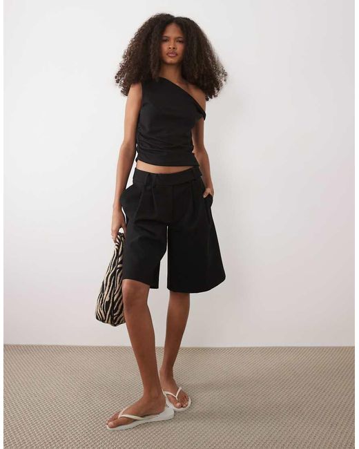 Mango Black One Shoulder Sleeveless Top