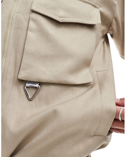 Veste d'ensemble avec logo et poches devant - beige Sixth June pour homme en coloris Gray