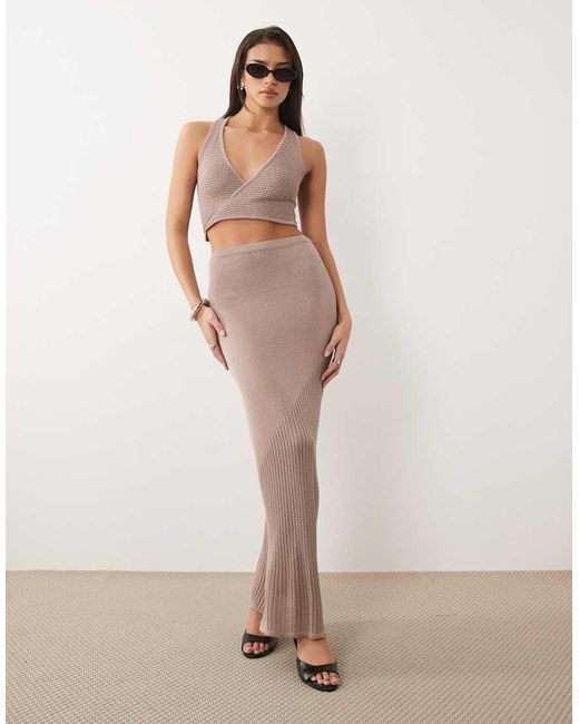 Honest The Label Natural Taura Knitted Wrap Top