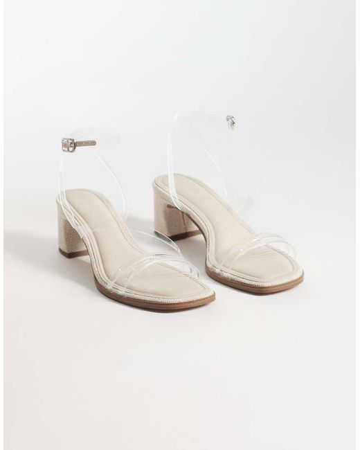 ASOS White Honeybee Mid Block Heeled Sandals
