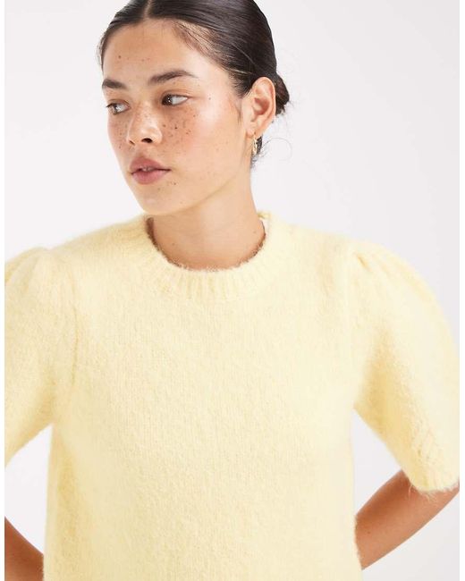Pieces Natural Soft Knitted Short Sleeve Jumper