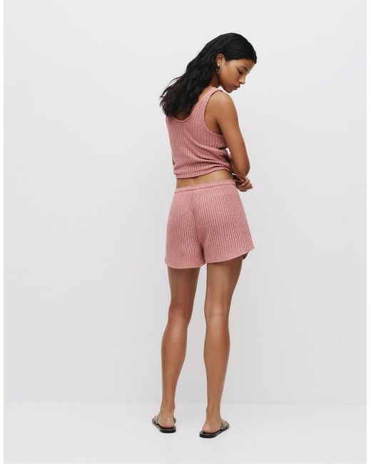 Pull&Bear Open Gebreide Shorts in het Pink