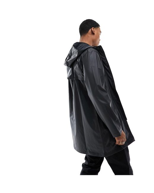 Giacca impermeabile taglio lungo con cappuccio di SELECTED in Black da Uomo