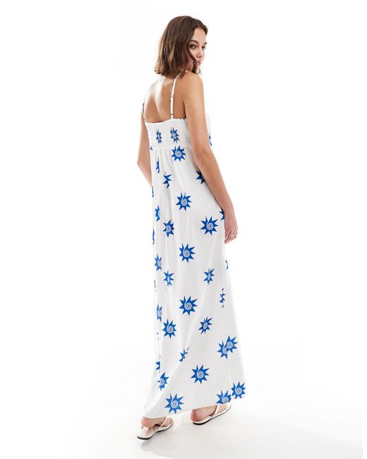 ONLY Blue Maxi Slip Dress With Bust Ruching