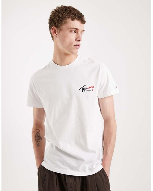 Tommy Hilfiger White Chest Logo Slim Fit T-shirt for men