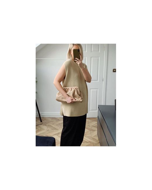 Glamorous Natural Exclusive Oversized Slouchy Pillow Clutch Bag