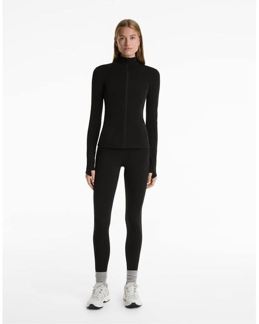 Oysho Black Warm High-Rise Ankle-Length Leggings With Pockets 70 Cm