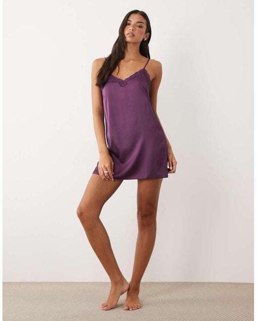 Boux Avenue Purple Daisy Satin Chemise
