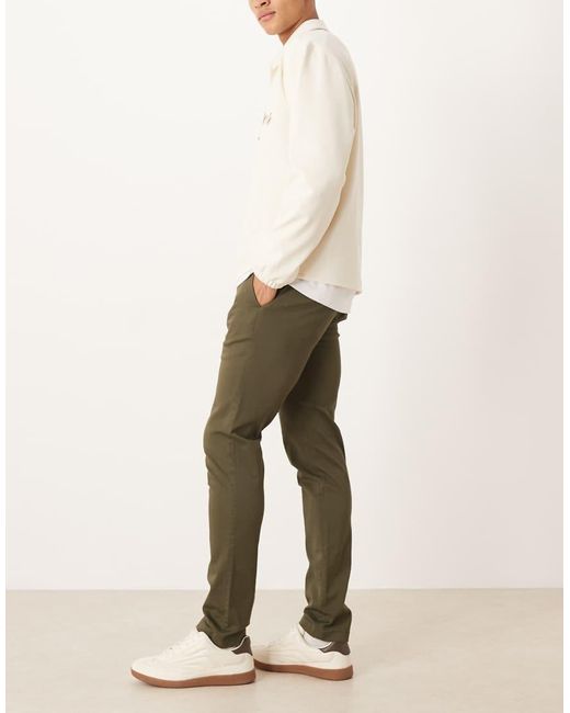 Mango Natural Barna Cotton Mix Slim Trousers for men