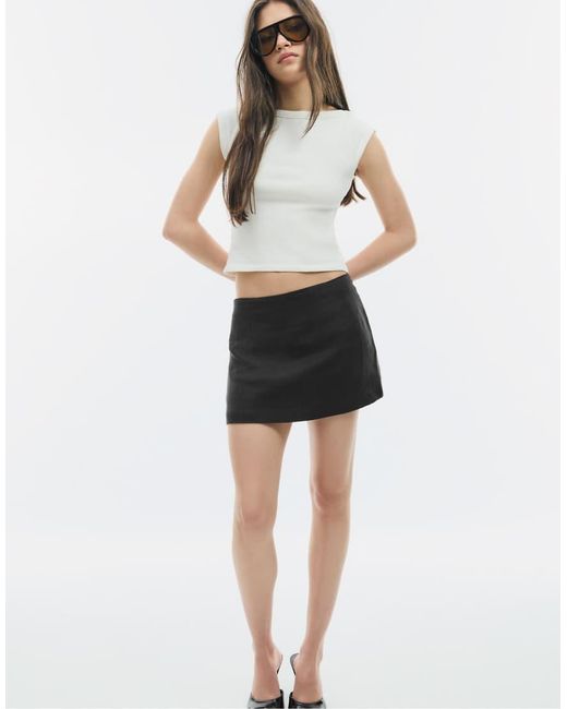 Stradivarius White Mini Skort