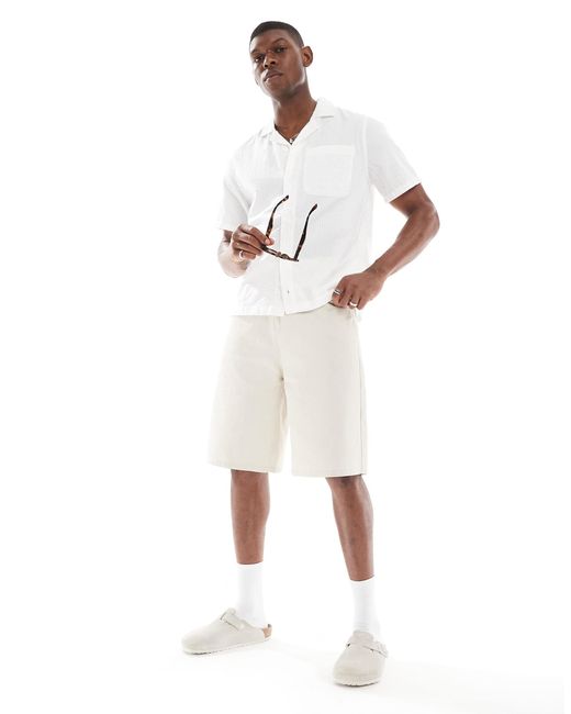 Hollister – kurzärmliges seersucker-hemd in White für Herren