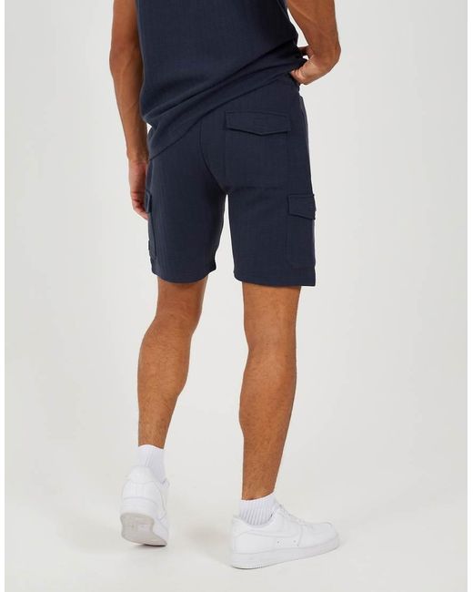Brave Soul Blue Patch Pocket Elasticated Waist Shorts for men