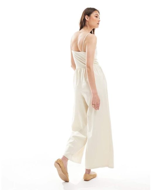 ASOS White Cami Wide Leg Jumpsuit With Pockets