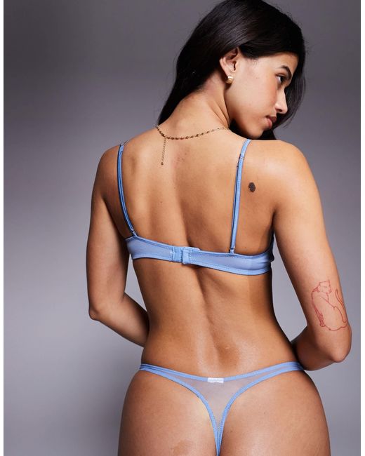 ASOS Blue Belle Satin & Mesh Thong