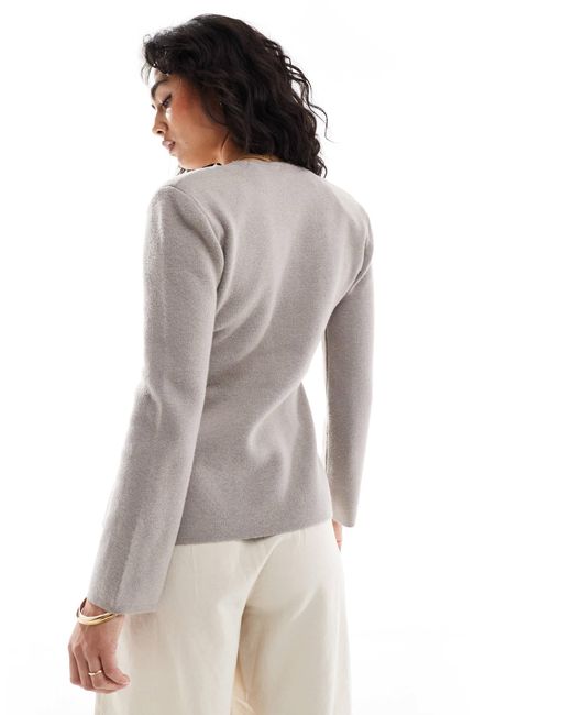 ONLY Gray Structured V-neck Cardigan